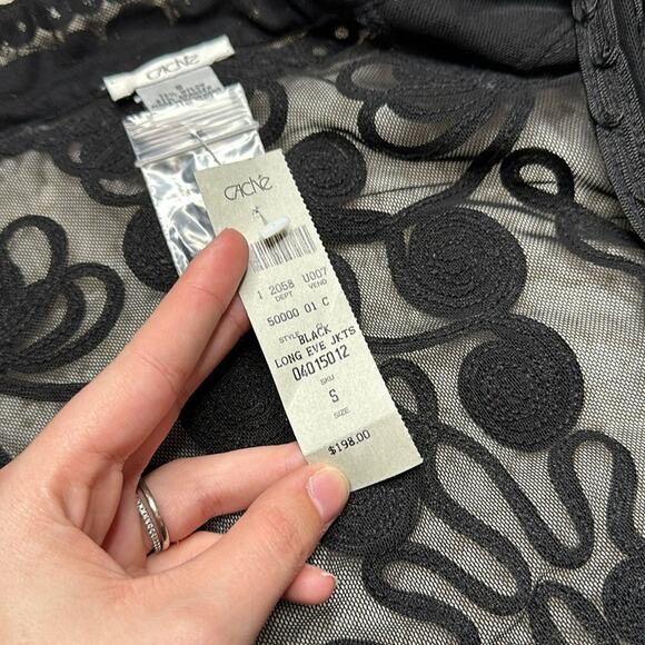 Cache Vintage NWT Long Black Sheer Textured Duster Cardigan EE27 - Picture 6 of 11